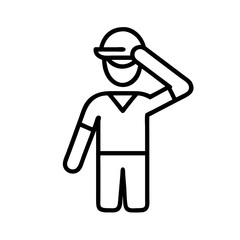 Poster - Man with cap looking outline vector illustration silhouette person human character design graphic art