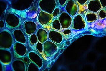 Poster - Abstract image of vibrant, interconnected cells resembling a network or organic structure.