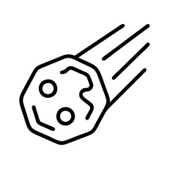 Poster - Outline drawing of a falling meteor asteroid comet with tail in space vector illustration
