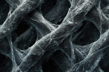 Poster - Intricate network of dark, tangled spiderwebs creating a spooky, textured pattern.