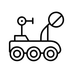 Poster - Isolated outline vector of a mars rover exploration vehicle for space travel and science missions