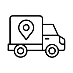 Poster - Delivery truck logistics transportation shipping fast service cargo vehicle location pin marker icon