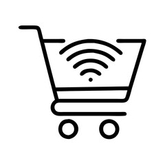 Poster - Smart shopping cart online retail store wireless connection ecommerce technology innovation concept