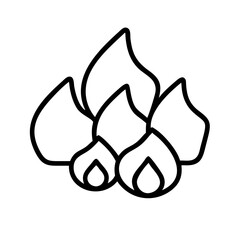 Poster - Outline fire flames bonfire campfire burning hot heat warm danger energy inferno blaze icon vector illustration