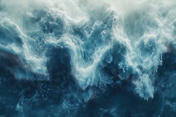 Aufkleber - Turbulent ocean waves crash, creating a mesmerizing spectacle of foam and churning water.