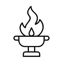 Aufkleber - Illustration of fire flame burning in a pot, cauldron, campfire, bonfire, and fireplace icon vector