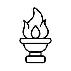 Poster - Outline flame torch fire olympic symbol light competition sport design vector illustration icon graphic