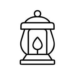 Poster - Illustration of lantern light lamp, vintage lantern, camping lantern, decorative lantern, line art