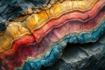 Poster - Vibrant layers of sedimentary rock showcase a stunning array of colors, textures, and geological history.