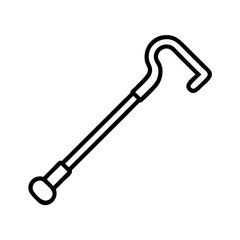 Leinwandbilder - Illustration of a black line art walking cane for mobility assistance equipment and aid support