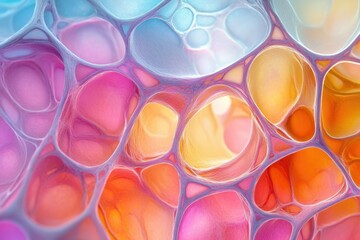 Poster - Abstract colorful interconnected network resembling cells or a vibrant organic structure.