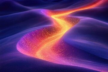 Leinwandbilder - Glowing river of lava flows through a vibrant purple and blue landscape.