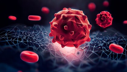 Wall Mural - leukemia and cancer in the blood outbreak and treatment for malignant cells in a human body caused b