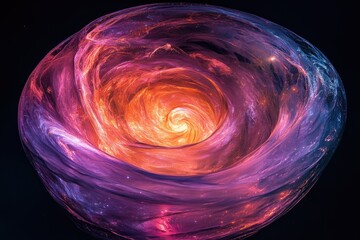 Aufkleber - Abstract cosmic swirl, vibrant colors, swirling nebula, fiery orange and purple hues, digital art.