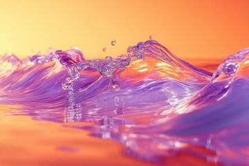 Aufkleber - Purple and orange water waves crashing, creating a vibrant and dynamic scene.