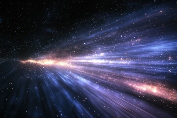 Poster - A mesmerizing cosmic journey through a star-strewn galaxy, showcasing vibrant light trails and celestial wonders.