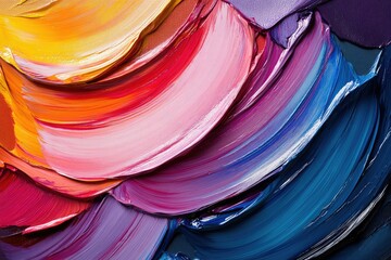 Aufkleber - Vibrant, impasto oil paint strokes in a swirling, colorful abstract artwork.