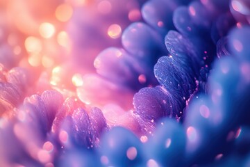 Poster - Close-up of vibrant, iridescent flower petals with bokeh effect, showcasing intricate texture and soft, dreamy colors.