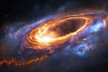 Poster - Fiery cosmic swirl, nebula in space, vibrant colors, celestial event.