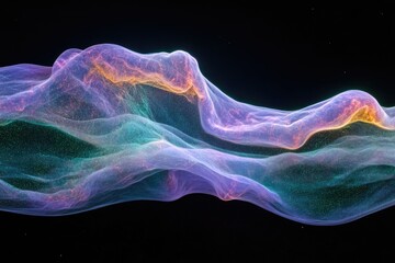 Aufkleber - Abstract cosmic landscape, swirling nebulae with vibrant colors and glittering particles.