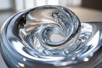 Poster - Abstract swirling glass sculpture, showcasing mesmerizing curves and reflections.