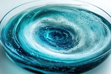 Poster - A mesmerizing swirling vortex of teal liquid with air bubbles, creating an abstract, artistic scene.