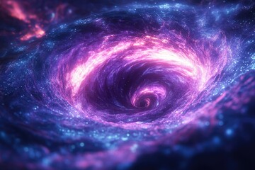 Aufkleber - A mesmerizing cosmic vortex, swirling with vibrant purple and pink nebulae, evokes a sense of wonder and mystery.