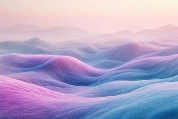 Aufkleber - Pastel-colored rolling hills under a soft, hazy sky, a dreamy and serene landscape.