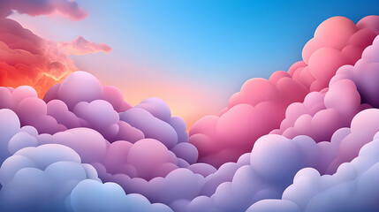 Poster - Pastel Pink and Blue Clouds at Sunset Sky View