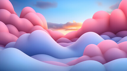 Poster - Pastel Pink and Blue Cloudscape at Sunset