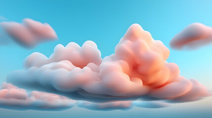 Poster - Pastel Pink and Blue Cloudscape at Sunset