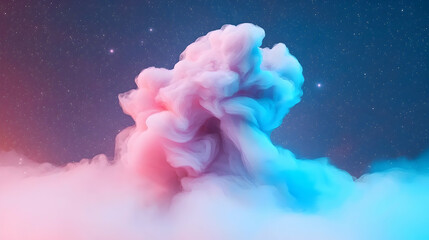 Poster - Pink and Blue Cloud Formation Against a Starry Night Sky