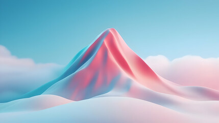 Fototapete - Pink and Blue Pastel Mountain in a Dreamy Cloudscape