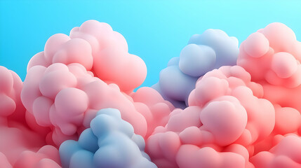 Poster - Pink and Blue Pastel Clouds Abstract Background