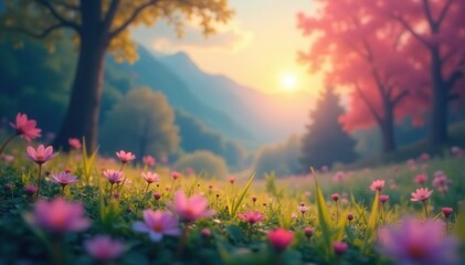Abstract blurred nature scene, perfect for website or app backgrounds, nature, leaves, green
