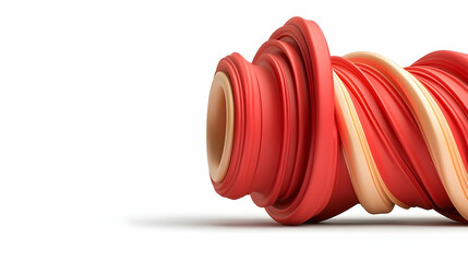 Fototapete - Red and Gold Decorative Spiral Wheel 3D Render