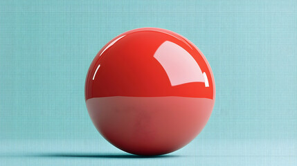 Fototapete - Red Glossy Sphere on Blue Grid Background