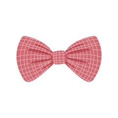 Poster - Holiday red bow in flat design. Checkered tied decoration knot for gift. Vector illustration isolated.