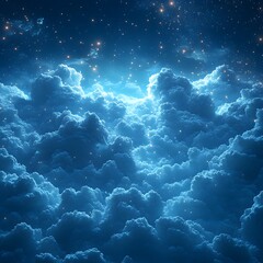 Fototapete - Starlight Floats Over Blue Realms, Gently Kissing Quiet Thoughts