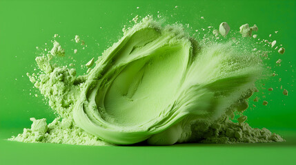 Poster - Vibrant Green Powder Burst Against Green Background