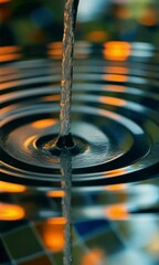 Aufkleber - Captivating water ripples reflect vibrant colors in tranquil setting during an afternoon moment