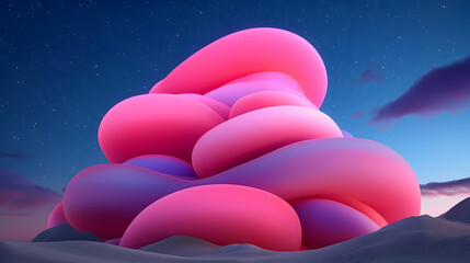 Poster - Vivid Pink and Purple Spiral Galaxy at Night