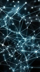 Poster - Abstract glowing network connecting nodes with lines on a dark background, futuristic tech communication concept.