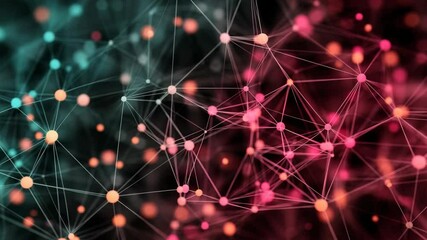Poster - Abstract network connection with nodes and lines forming a complex interconnected system for technology backgrounds.