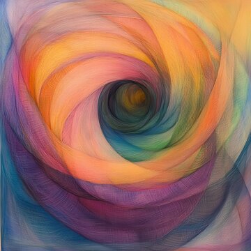 Color hazes spin, pastel thread in gentle background