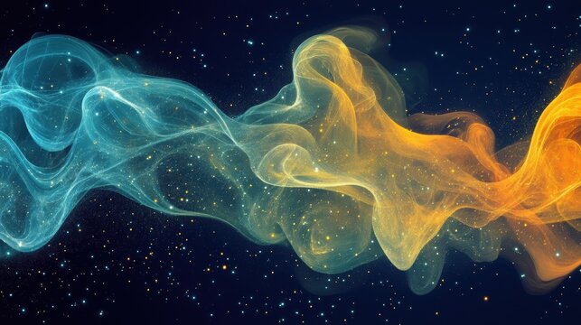 Glowing motion rises in color smoke; background fades