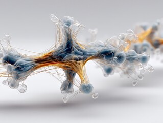 Poster - Abstract 3D neural molecular structure with intricate designs and soft colors.