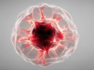 Poster - 3D rendering of a cell-like structure with intricate details and a translucent appearance.