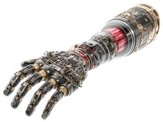 Poster - Futuristic Bionic hand with intricate details and mechanical design.