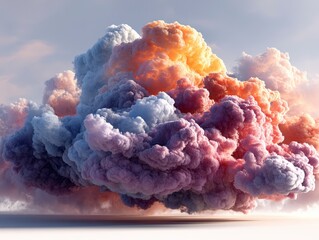 Poster - Vibrant, textured algorithmic clouds in a colorful sky with soft lighting effects.
